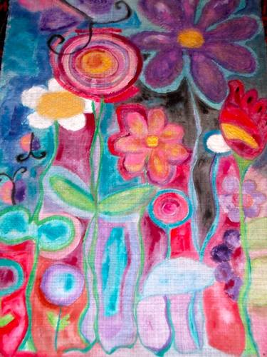 Original Expressionism Floral Painting by cecilia vittori