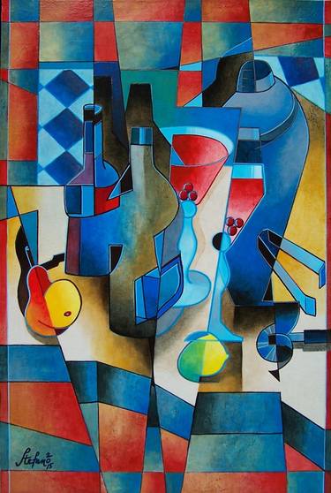 Original Cubism Still Life Paintings by Stephane Jean