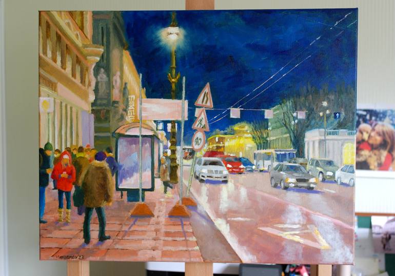 Original Art Deco Cities Painting by Juri Semjonov