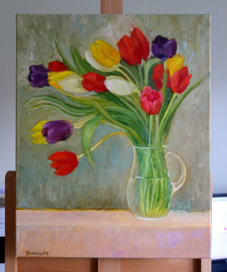 Original Impressionism Floral Painting by Juri Semjonov