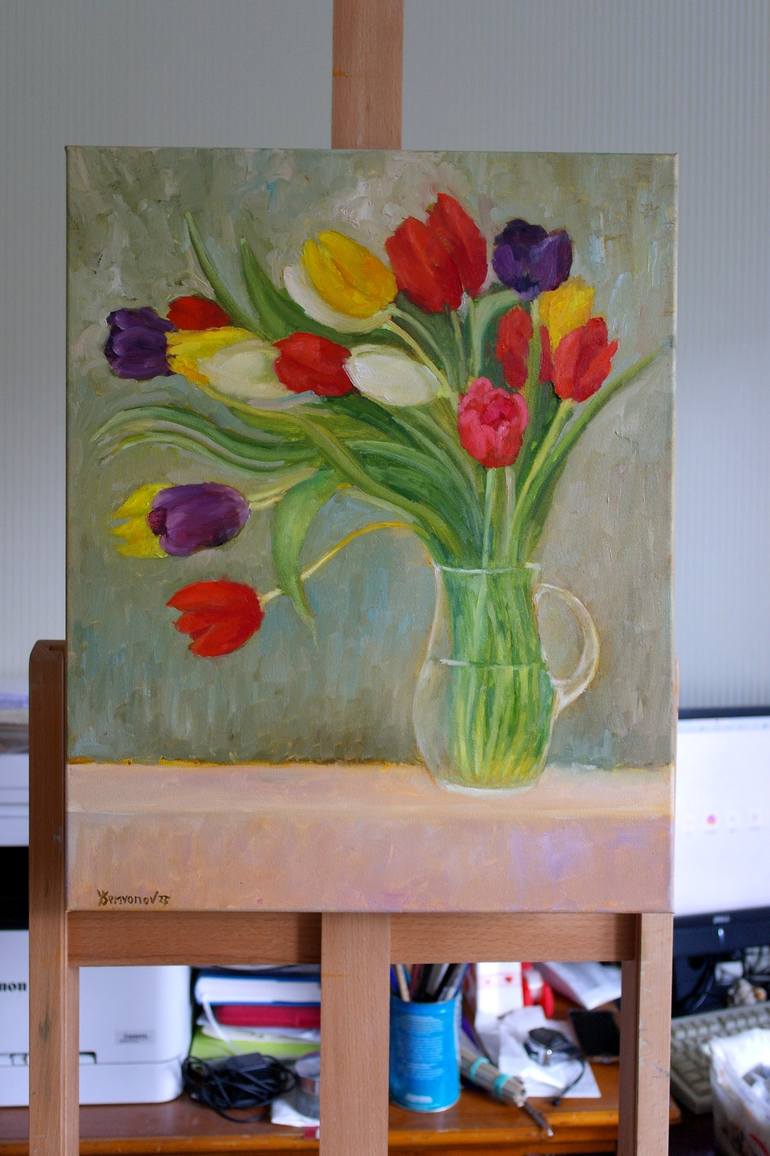 Original Impressionism Floral Painting by Juri Semjonov