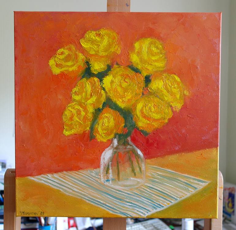 Original Impressionism Floral Painting by Juri Semjonov
