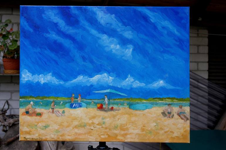 Original Impressionism Beach Painting by Juri Semjonov