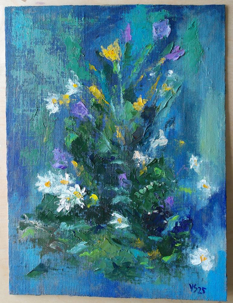 Original Expressionism Floral Painting by Juri Semjonov