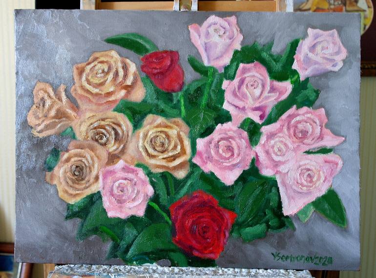 Original Impressionism Floral Painting by Juri Semjonov