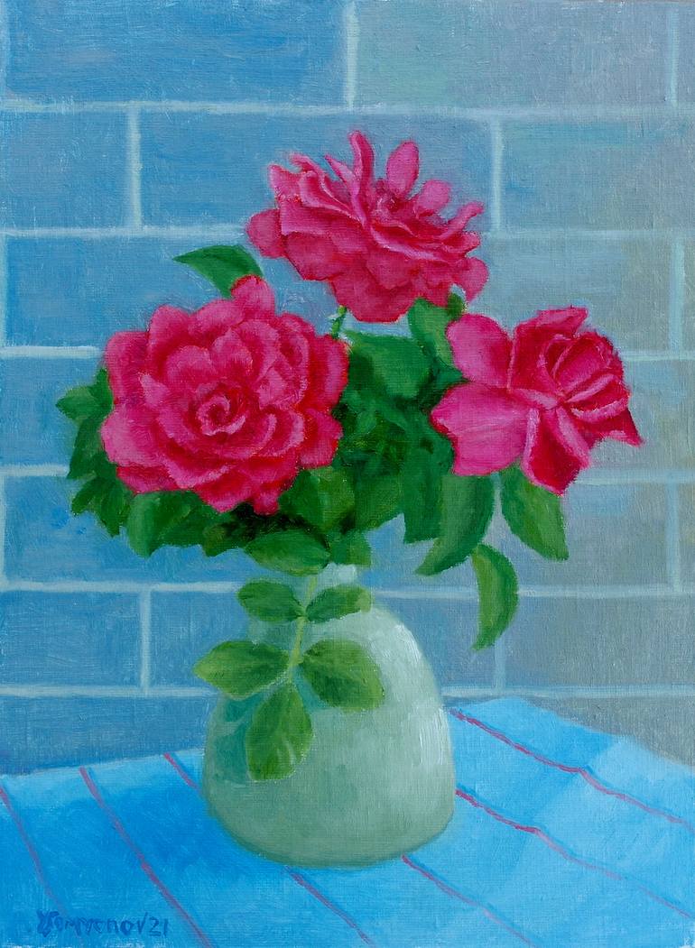 Original Impressionism Floral Painting by Juri Semjonov