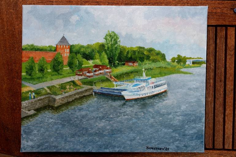 Original Impressionism Boat Painting by Juri Semjonov