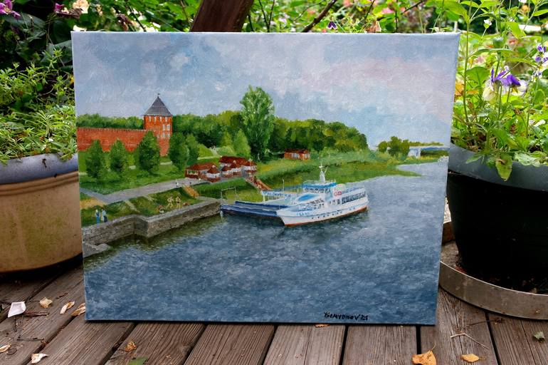 Original Impressionism Boat Painting by Juri Semjonov