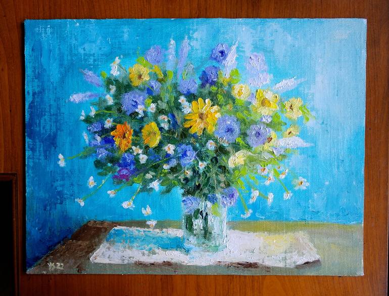 Original Impressionism Floral Painting by Juri Semjonov