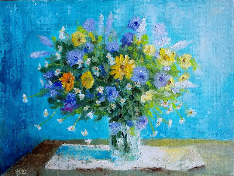Original Impressionism Floral Painting by Juri Semjonov