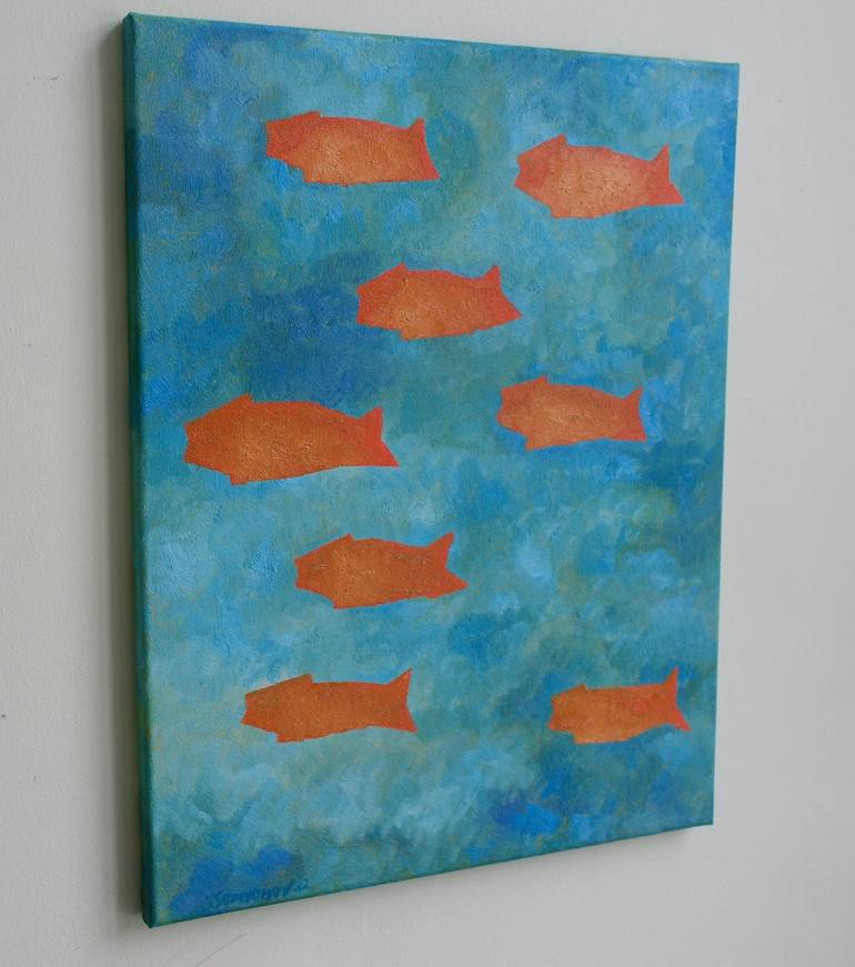 Original Abstract Fish Painting by Juri Semjonov