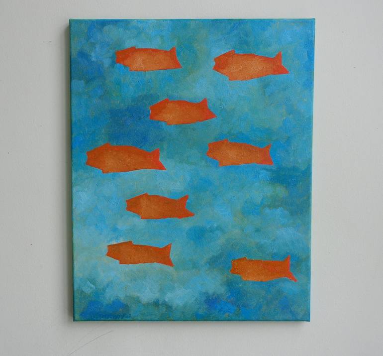 Original Abstract Fish Painting by Juri Semjonov