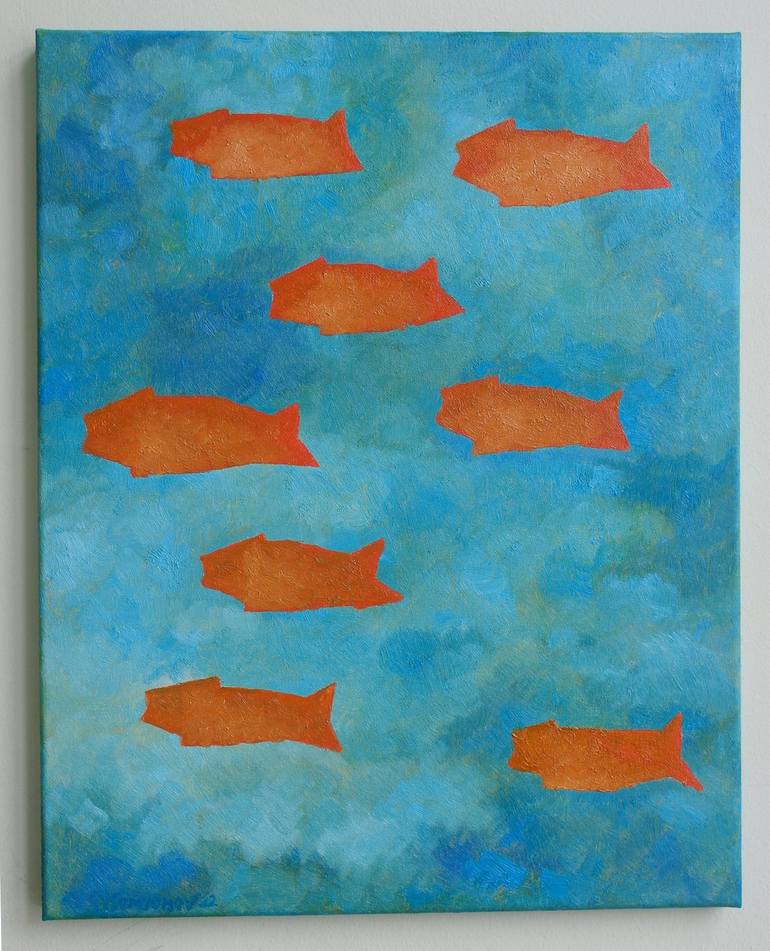 Original Abstract Fish Painting by Juri Semjonov