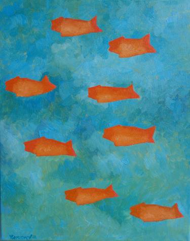 Original Abstract Fish Paintings by Juri Semjonov