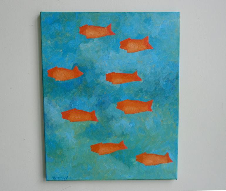 Original Abstract Fish Painting by Juri Semjonov