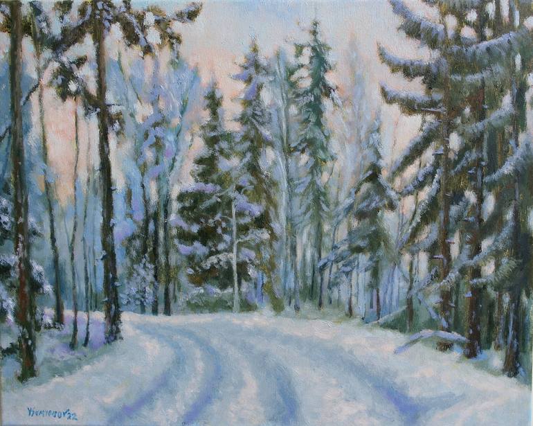 Winter Way Painting by Juri Semjonov | Saatchi Art