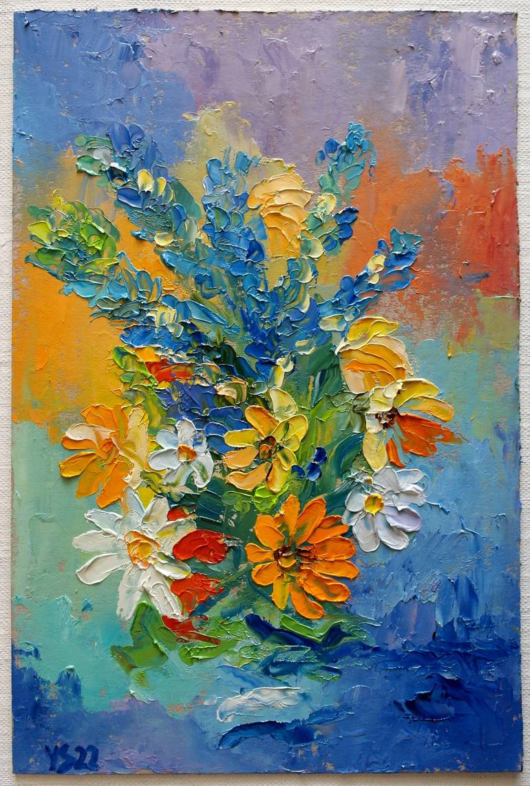 Original Expressionism Floral Painting by Juri Semjonov