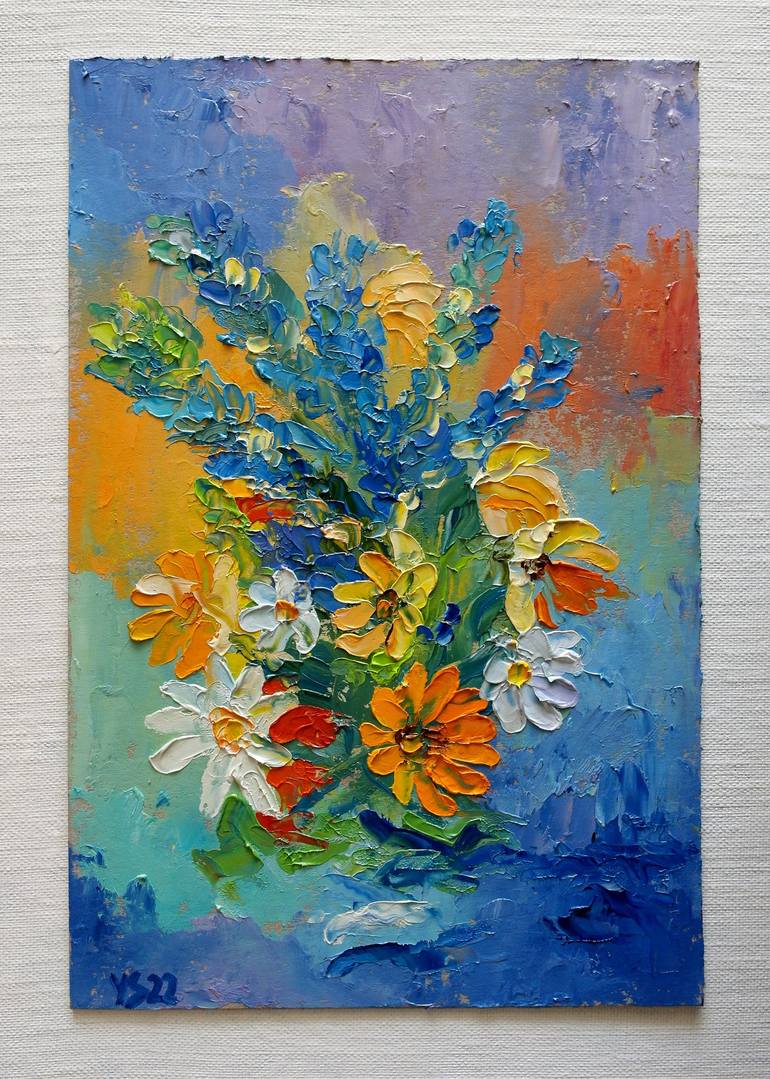 Original Expressionism Floral Painting by Juri Semjonov