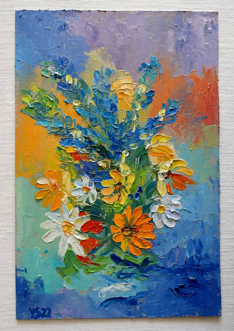 Original Expressionism Floral Painting by Juri Semjonov