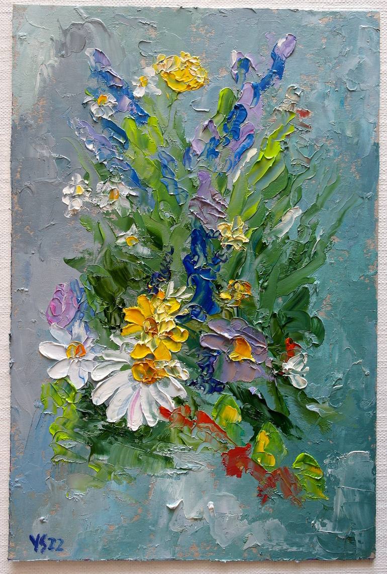 Original Abstract Expressionism Floral Painting by Juri Semjonov