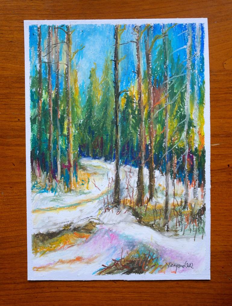 Original Impressionism Landscape Drawing by Juri Semjonov