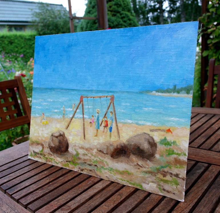 Original Impressionism Beach Painting by Juri Semjonov