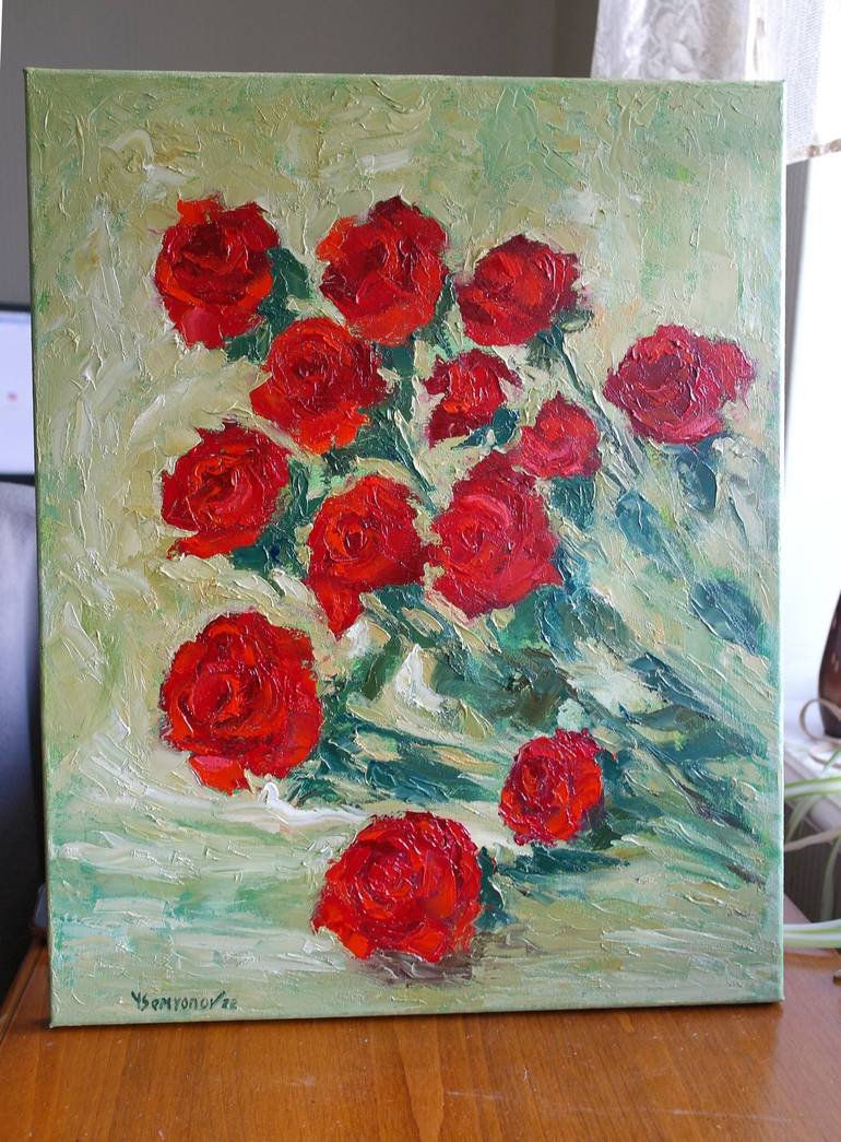 Original Impressionism Floral Painting by Juri Semjonov