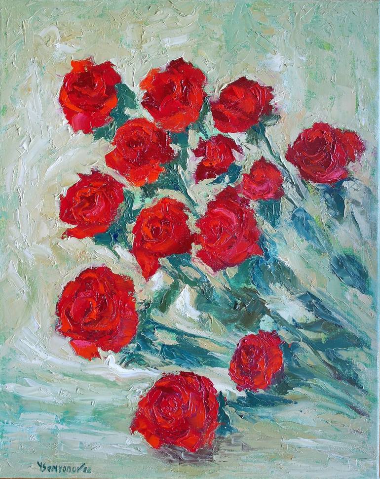 Original Impressionism Floral Painting by Juri Semjonov