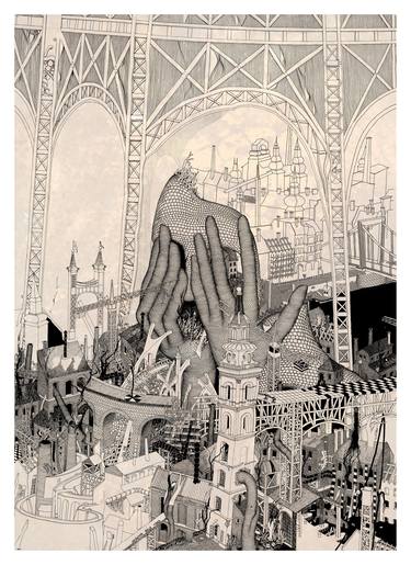 Original Surrealism Architecture Drawings by Béla Magyar