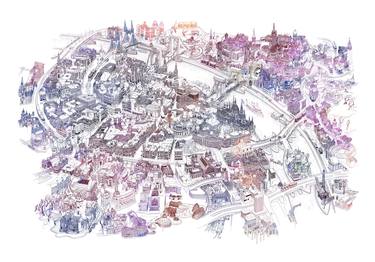 Colorful Budapest - Bird's Eye View Map - Limited Edition thumb
