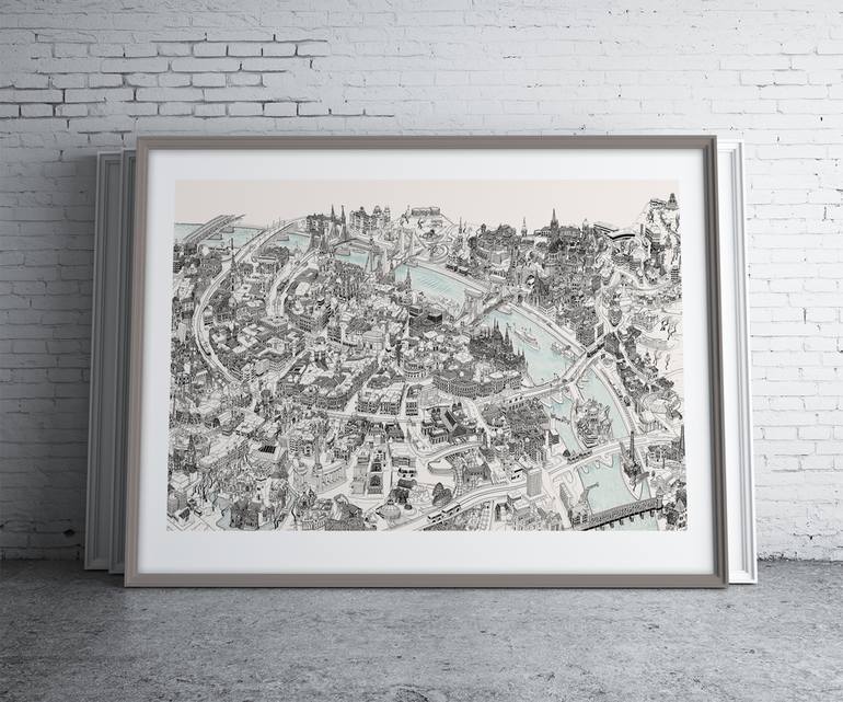 Original Illustration Cities Drawing by Béla Magyar