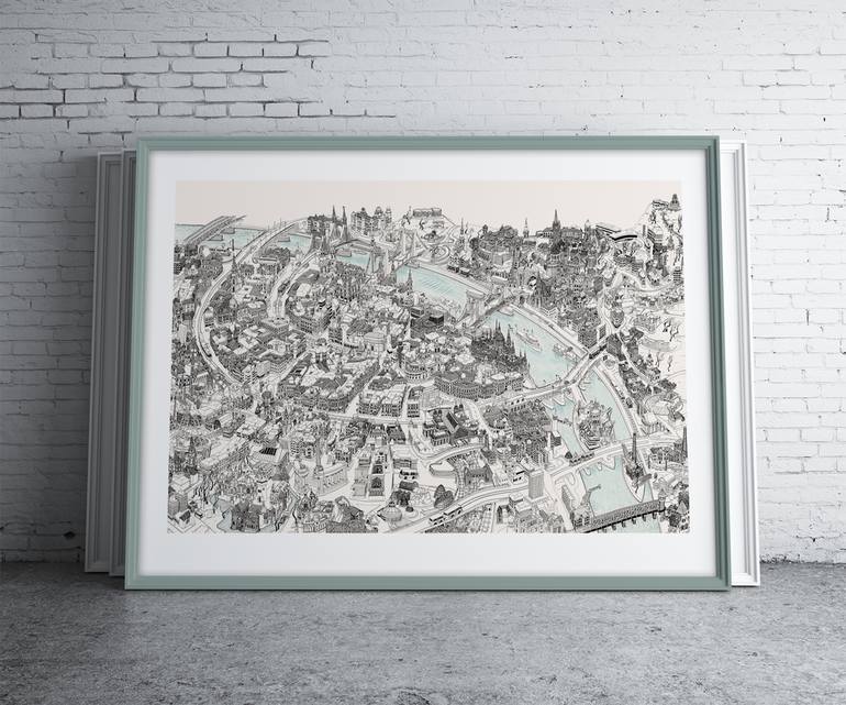 Original Illustration Cities Drawing by Béla Magyar