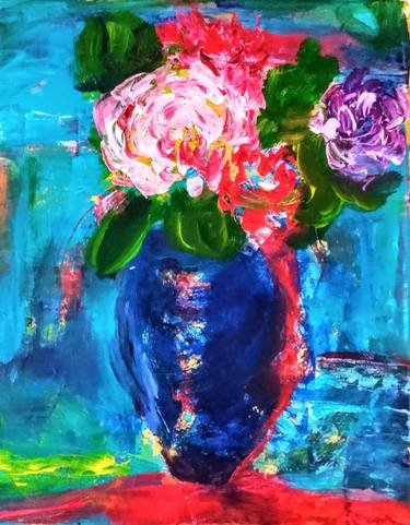 Original Abstract Expressionism Floral Painting by Georgetta Gancarz