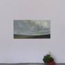 photo of painting with flowers to show size. The painting has since been framed in a white lime waxed wood box frame 