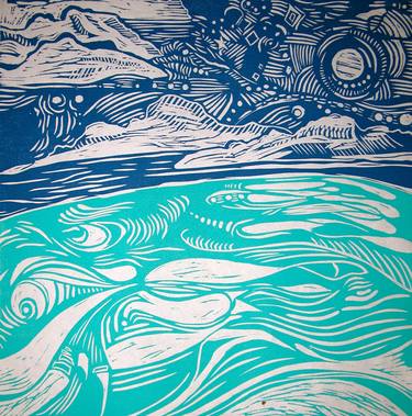 Print of Seascape Printmaking by Fern Bhuttoo