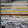 CHASSIS TOILE LIN - 2 chassis de 61x46 cm 
acrylique et bitume
jaune Naples - jaune sahara - blanc titane - gris - terre sienne 
Ce diptyque peut être accroché horizontalement ou verticalement. Cela ne change pas l'esprit de la peinture qui propose une vue extérieure depuis l'intérieur d'une maison.
Le regard prend ainsi une distance par rapport au paysage réel ou rêvé.
J'ai aimé entrer dans une certaine " atmosphère " qui reflète un moment où la réalité s'éloigne au profit d'une réflexion intérieure.