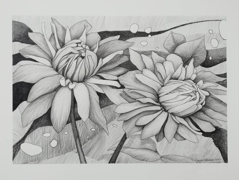 Original Abstract Floral Drawing by Laura Williams