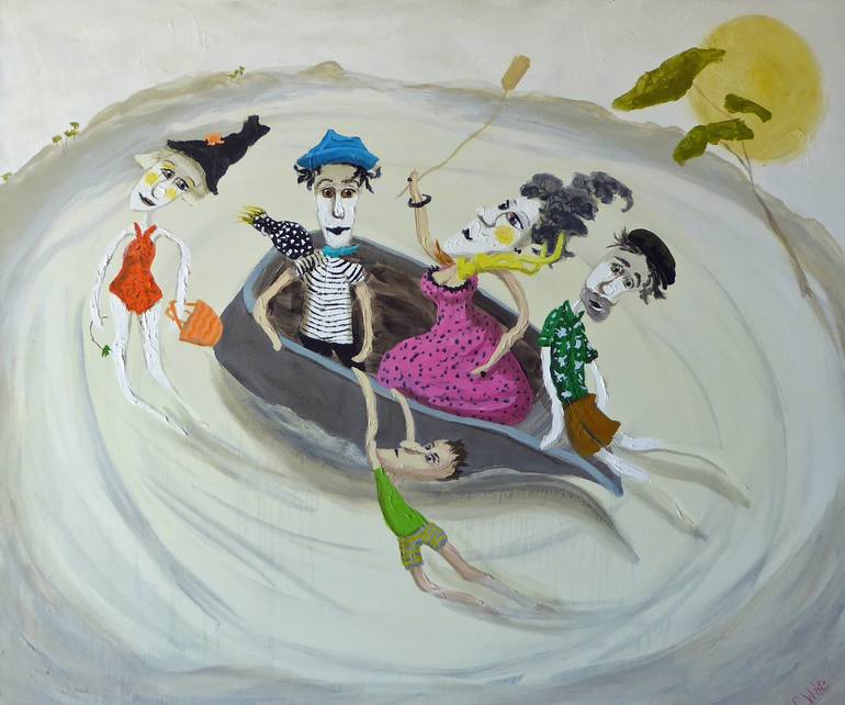 Original Figurative Beach Painting by Chris Wake