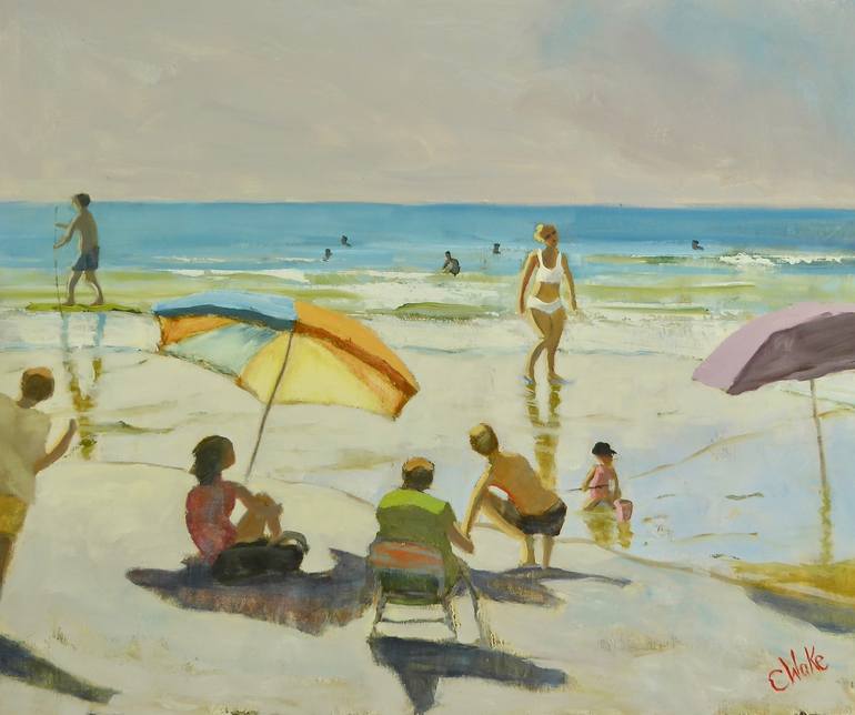 Original Fine Art Beach Painting by Chris Wake