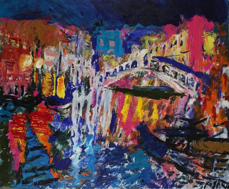 Venice. Ponte Rialto. Evening Painting by Dmitriy Kedrin | Saatchi Art