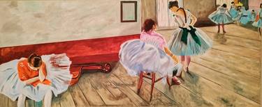 The Dance Lesson - Remastered copy of Edgar Degas painting thumb