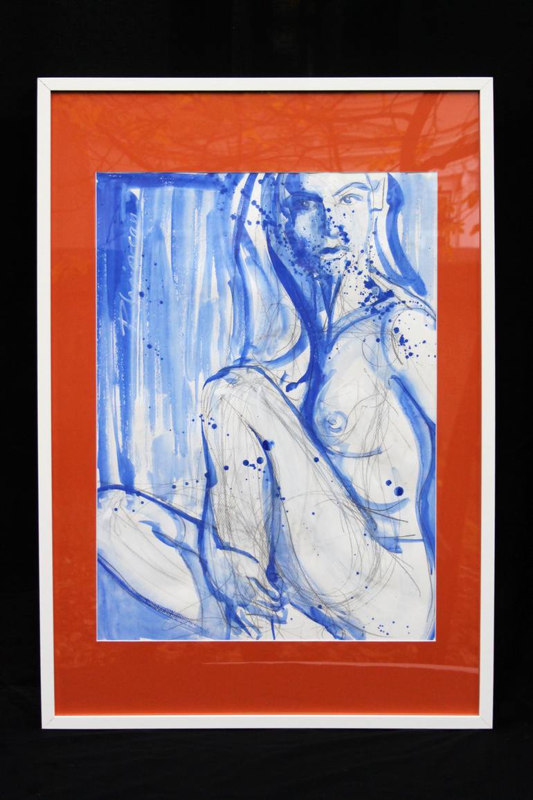 Original Expressionism Nude Drawing by Paula Craioveanu