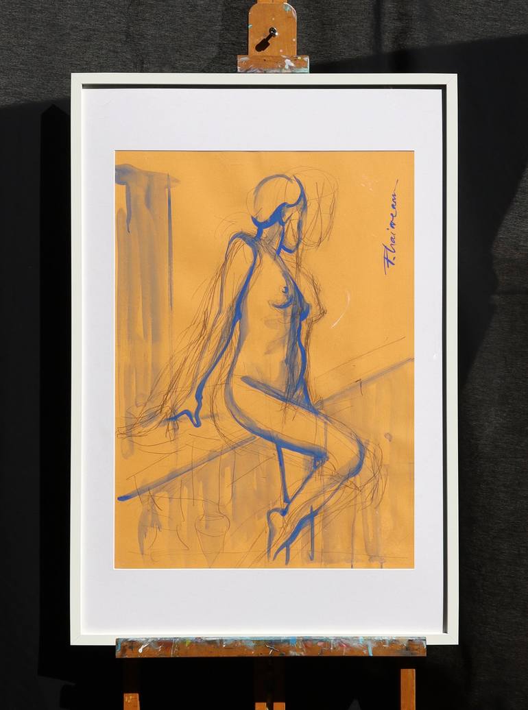 Original Fauvism Nude Drawing by Paula Craioveanu