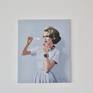 A whimsical work with a simple narrative. An elegant woman discreetly adjusting her appearance with the help of a butter knife.
Painted using the finest quality oils on an excellent stretched canvas.