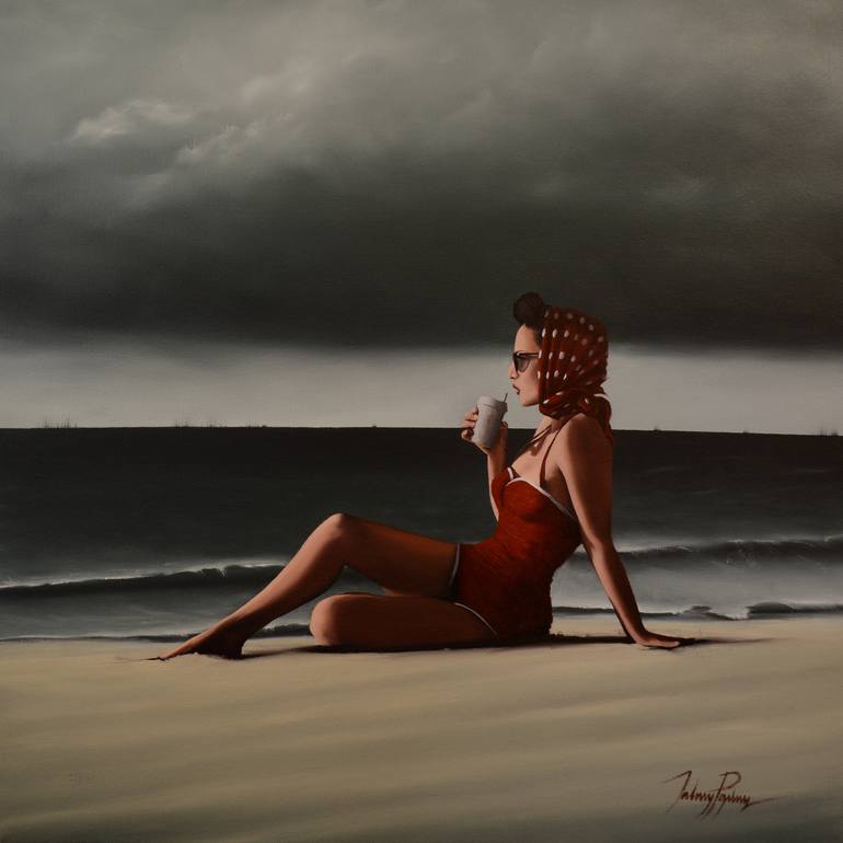 Original Figurative Beach Painting by Johnny Popkess