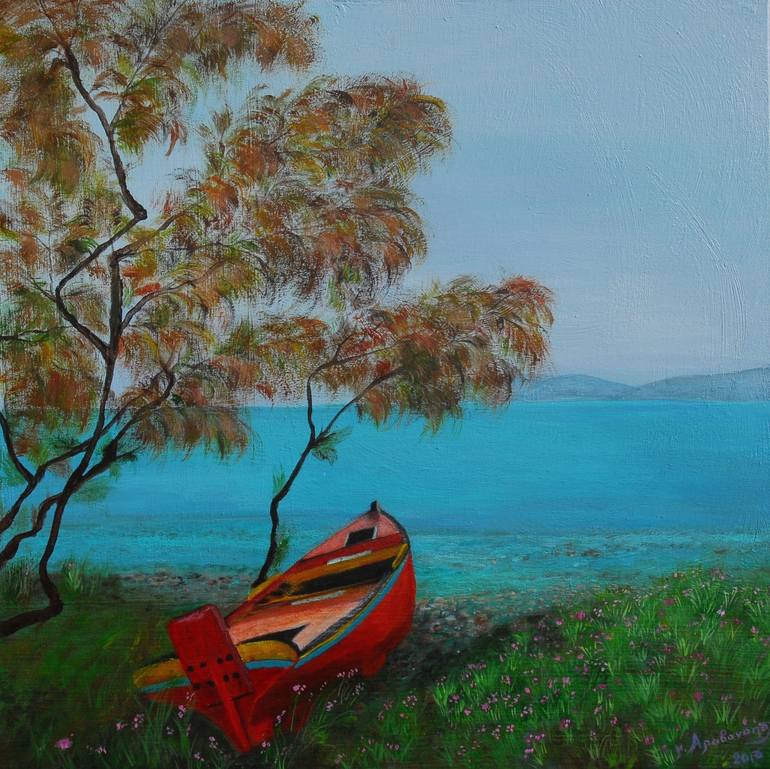 small boat painting