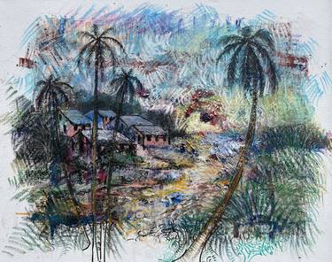 Original Impressionism Landscape Mixed Media by TITUS AGBARA