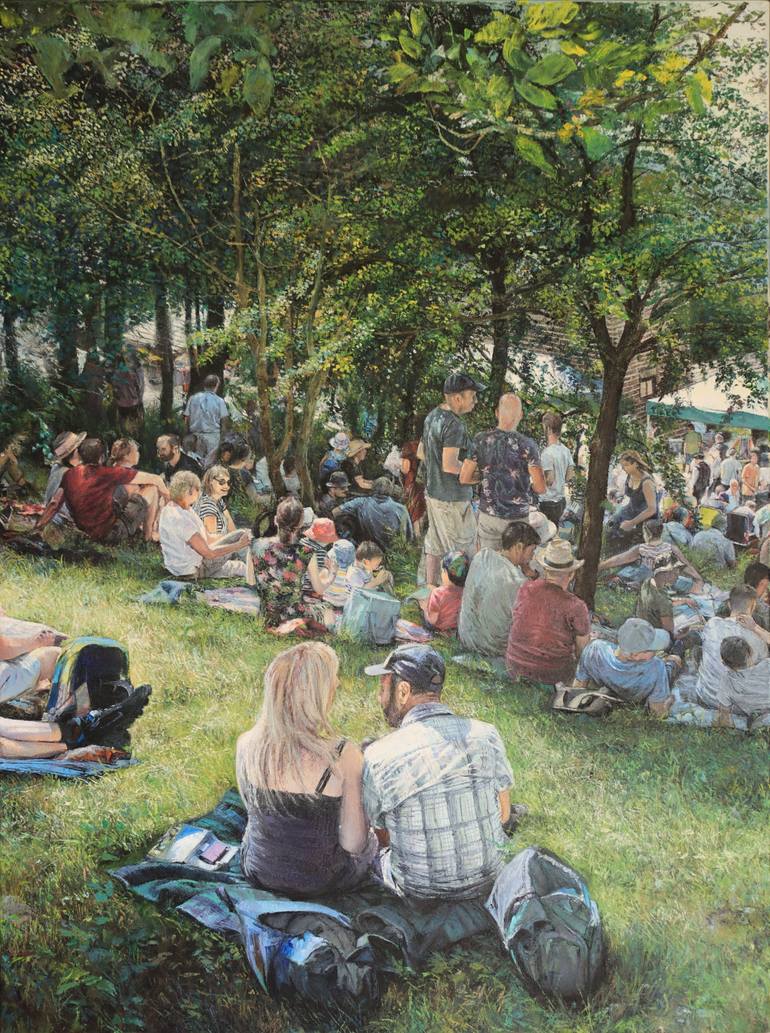 Original Impressionism People Painting by Titus Agbara