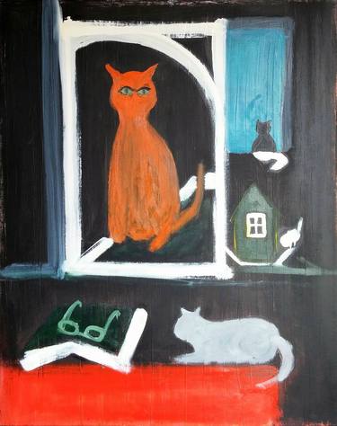Original Conceptual Cats Paintings by Christine Allan