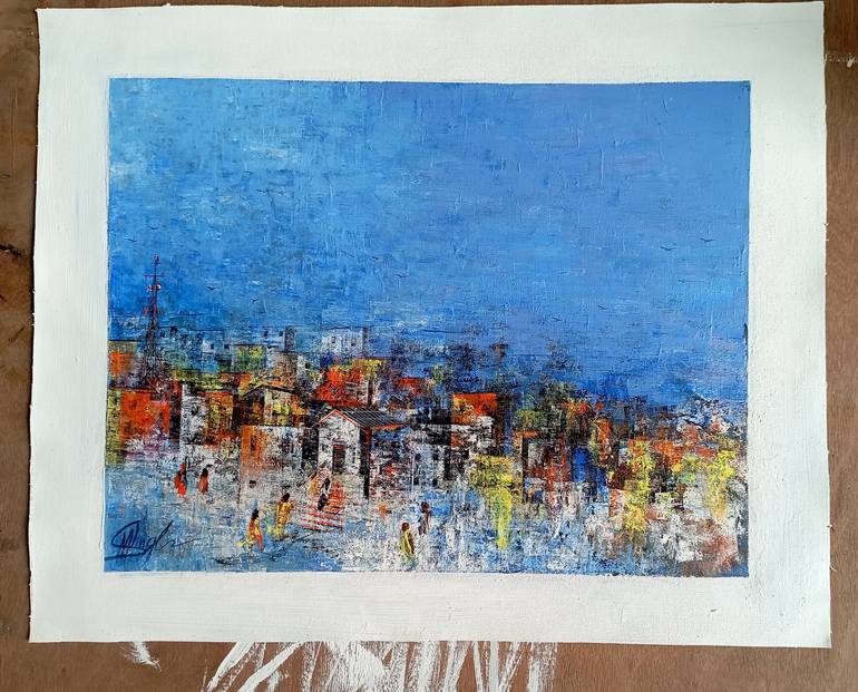 Original Abstract Expressionism Abstract Painting by M Singh